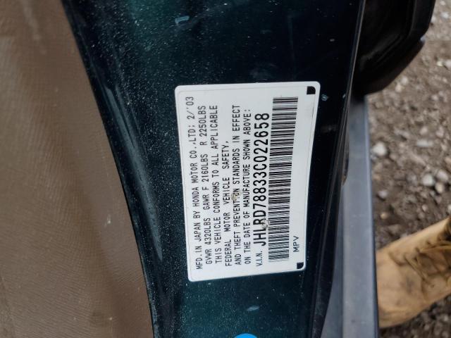 Photo 10 from auction – 2003 HONDA CR-V EX with VIN JHLRD78833C022658