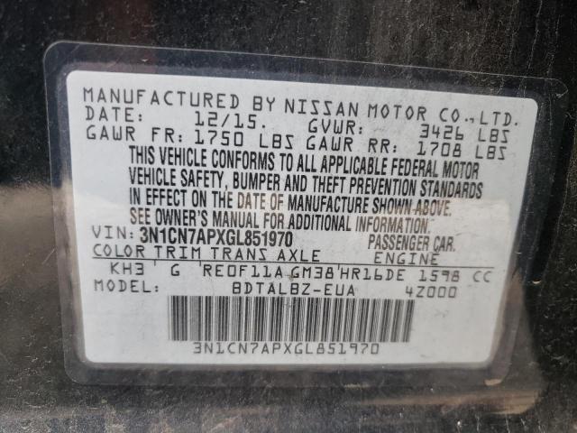 Photo 10 from auction – 2016 NISSAN VERSA S with VIN 3N1CN7APXGL851970