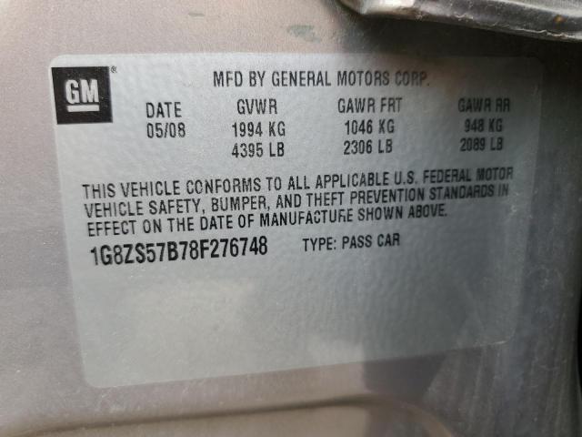 Photo 10 from auction – 2008 SATURN AURA XE with VIN 1G8ZS57B78F276748