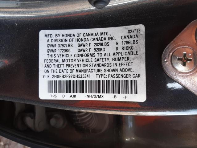 Photo 10 from auction – 2013 HONDA CIVIC EXL with VIN 2HGFB2F92DH535341