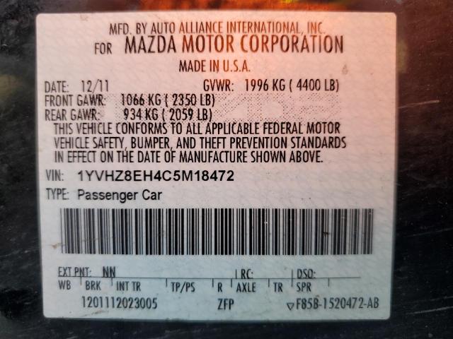 Photo 10 from auction – 2012 MAZDA 6 I with VIN 1YVHZ8EH4C5M18472