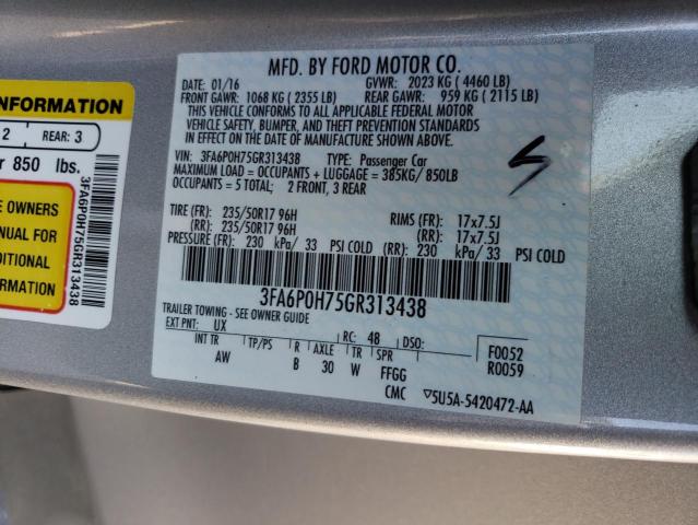 Photo 10 from auction – 2016 FORD FUSION SE with VIN 3FA6P0H75GR313438