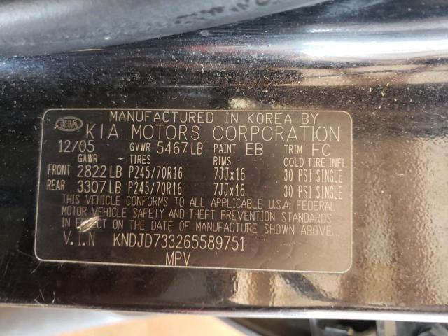 Photo 10 from auction – 2006 KIA SORENTO EX with VIN KNDJD733265589751