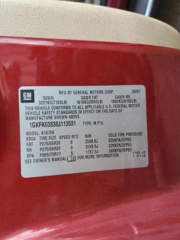 Photo 10 from auction – 2008 GMC YUKON DENA with VIN 1GKFK63838J113931