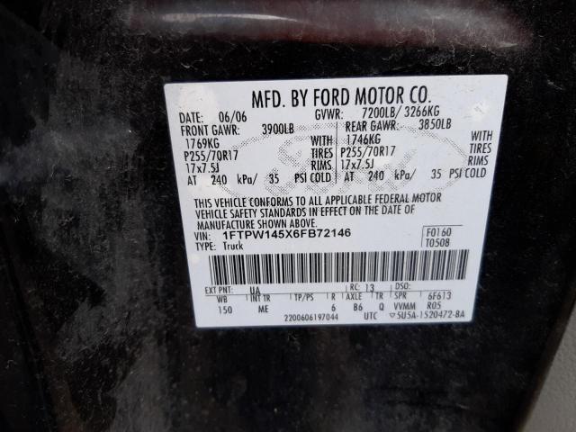 Photo 10 from auction – 2006 FORD F150 SUPER with VIN 1FTPW145X6FB72146