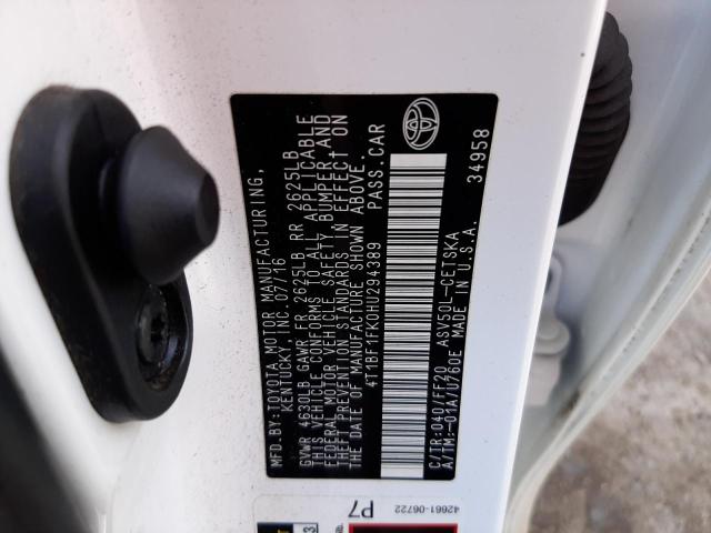Photo 10 from auction – 2017 TOYOTA CAMRY LE with VIN 4T1BF1FK0HU294389