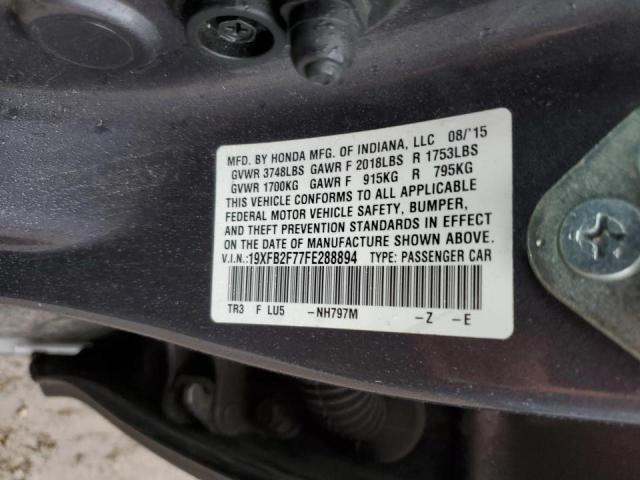 Photo 10 from auction – 2015 HONDA CIVIC SE with VIN 19XFB2F77FE288894