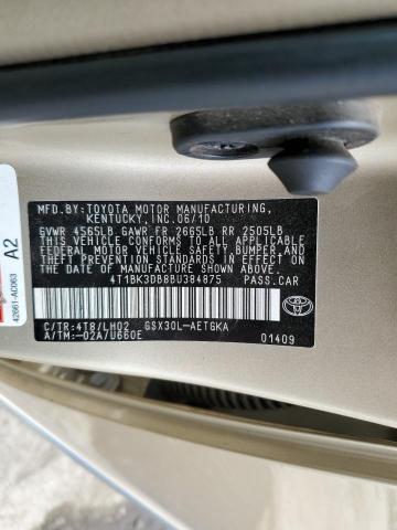 Photo 10 from auction – 2011 TOYOTA AVALON BAS with VIN 4T1BK3DB8BU384875