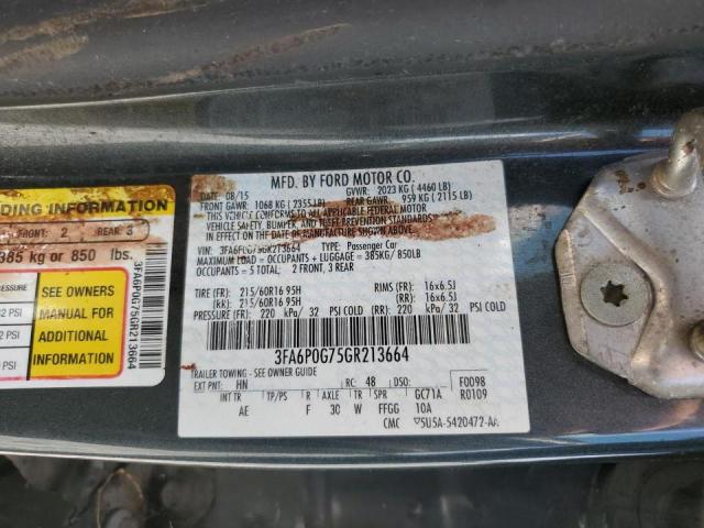 Photo 10 from auction – 2016 FORD FUSION S with VIN 3FA6P0G75GR213664