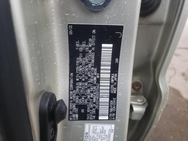 Photo 10 from auction – 2003 TOYOTA HIGHLANDER with VIN JTEGD21A030072662