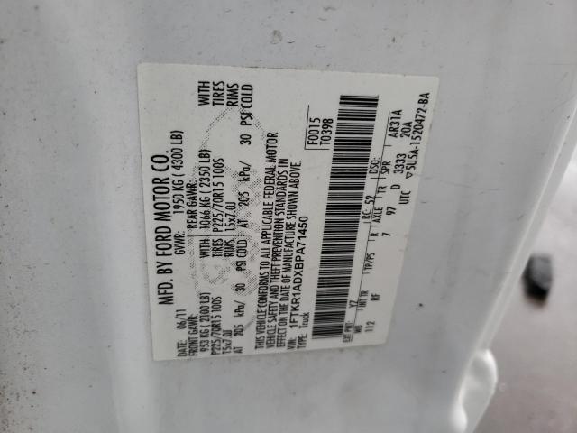 Photo 10 from auction – 2011 FORD RANGER with VIN 1FTKR1ADXBPA71450