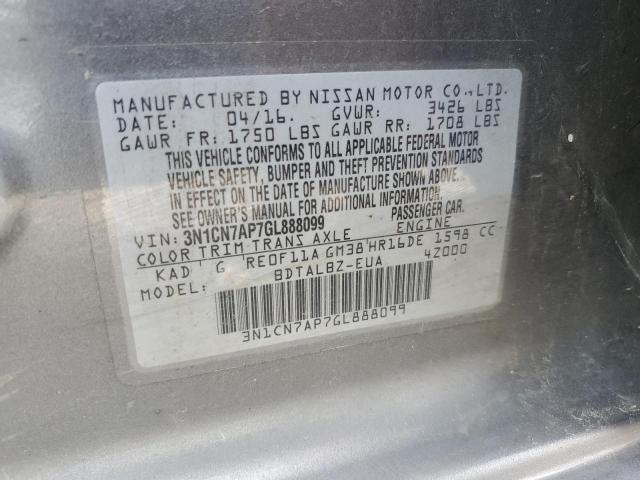 Photo 10 from auction – 2016 NISSAN VERSA S with VIN 3N1CN7AP7GL888099