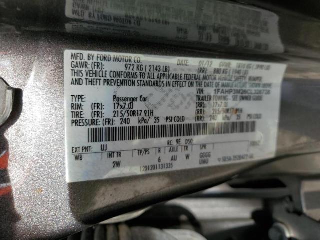 Photo 10 from auction – 2012 FORD FOCUS SEL with VIN 1FAHP3M26CL326728