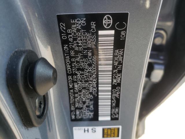 Photo 10 from auction – 2022 TOYOTA COROLLA LE with VIN JTDEAMDE9N3005686
