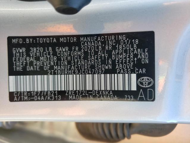 Photo 10 from auction – 2018 TOYOTA COROLLA L with VIN 2T1BURHE9JC047097