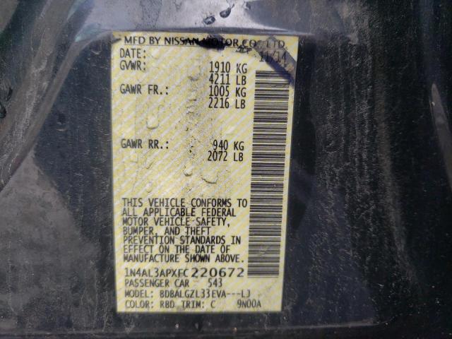 Photo 10 from auction – 2015 NISSAN ALTIMA 2.5 with VIN 1N4AL3APXFC220672