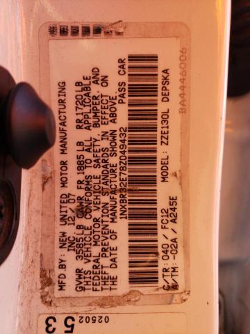 Photo 10 from auction – 2008 TOYOTA COROLLA CE with VIN 1NXBR32E78Z049432