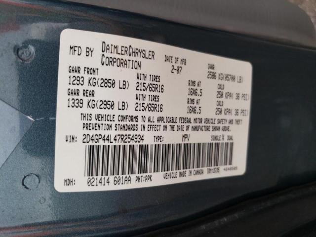 Photo 10 from auction – 2007 DODGE GRAND CARA with VIN 2D4GP44L47R254934