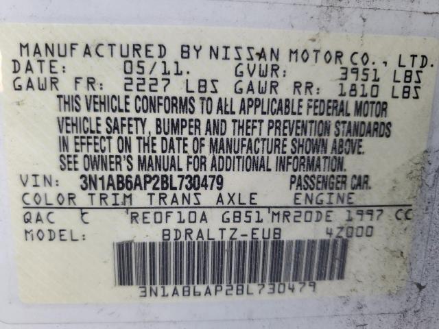 Photo 10 from auction – 2011 NISSAN SENTRA 2.0 with VIN 3N1AB6AP2BL730479