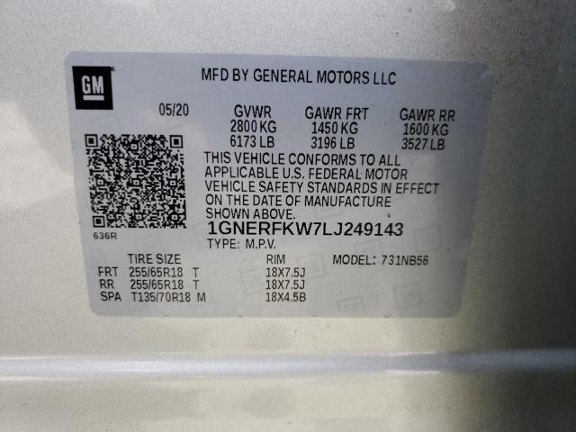 Photo 10 from auction – 2020 CHEVROLET TRAVERSE L with VIN 1GNERFKW7LJ249143
