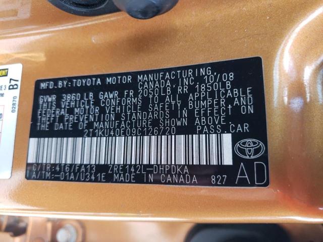 Photo 10 from auction – 2009 TOYOTA COROLLA MA with VIN 2T1KU40E09C126720