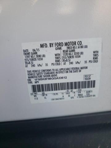Photo 10 from auction – 2016 FORD EXPLORER L with VIN 1FM5K8F86GGA33612