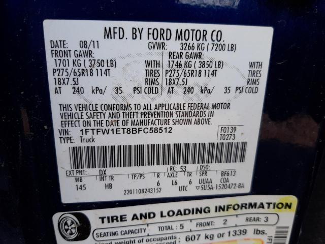 Photo 10 from auction – 2011 FORD F150 SUPER with VIN 1FTFW1ET8BFC58512