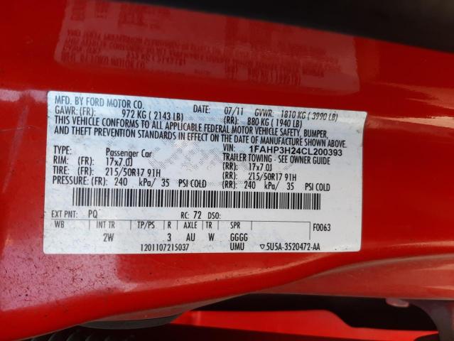 Photo 10 from auction – 2012 FORD FOCUS SEL with VIN 1FAHP3H24CL200393