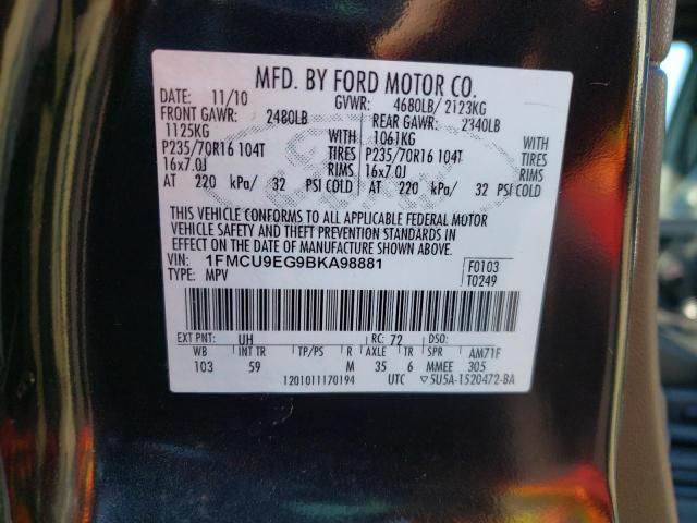 Photo 10 from auction – 2011 FORD ESCAPE LIM with VIN 1FMCU9EG9BKA98881