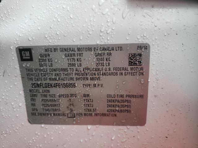 Photo 10 from auction – 2015 CHEVROLET EQUINOX LT with VIN 2GNFLGEK4F6156859