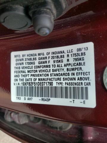Photo 10 from auction – 2013 HONDA CIVIC LX with VIN 19XFB2F51DE071790