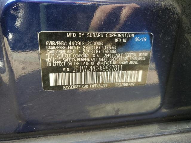 Photo 10 from auction – 2019 SUBARU WRX STI with VIN JF1VA2R63K9827811