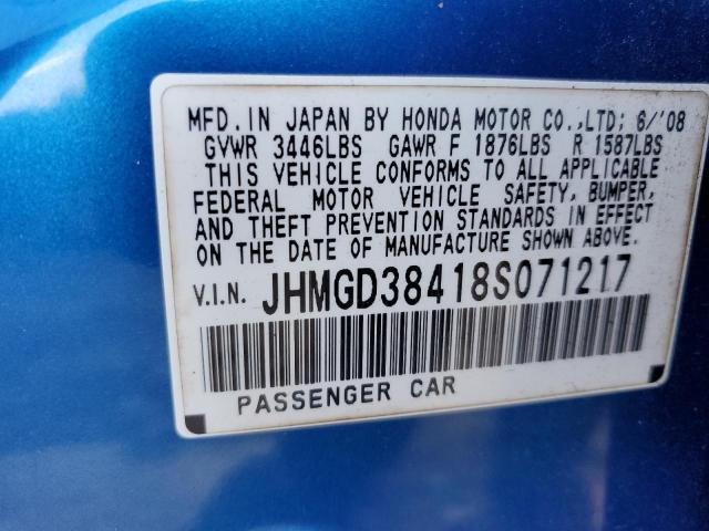 Photo 10 from auction – 2008 HONDA FIT with VIN JHMGD38418S071217