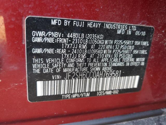 Photo 10 from auction – 2010 SUBARU FORESTER 2 with VIN JF2SH6CC0AH769581
