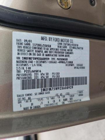 Photo 10 from auction – 2002 MERCURY GRAND MARQ with VIN 2MEFM75W92X608929