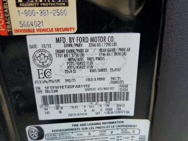 Photo 10 from auction – 2013 FORD F150 SUPER with VIN 1FTFW1ET2DFA81152