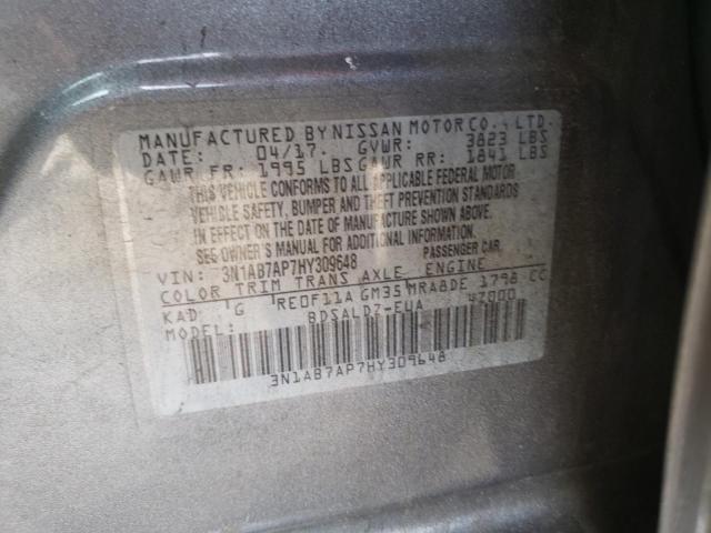 Photo 10 from auction – 2017 NISSAN SENTRA S with VIN 3N1AB7AP7HY309648