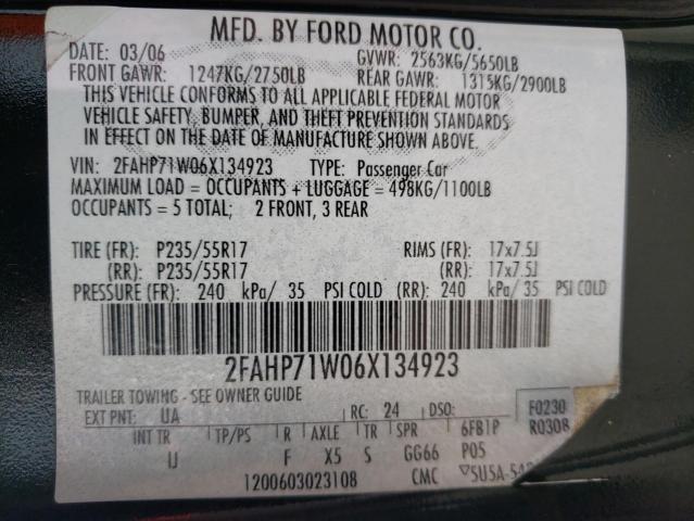Photo 10 from auction – 2006 FORD CROWN VICT with VIN 2FAHP71W06X134923