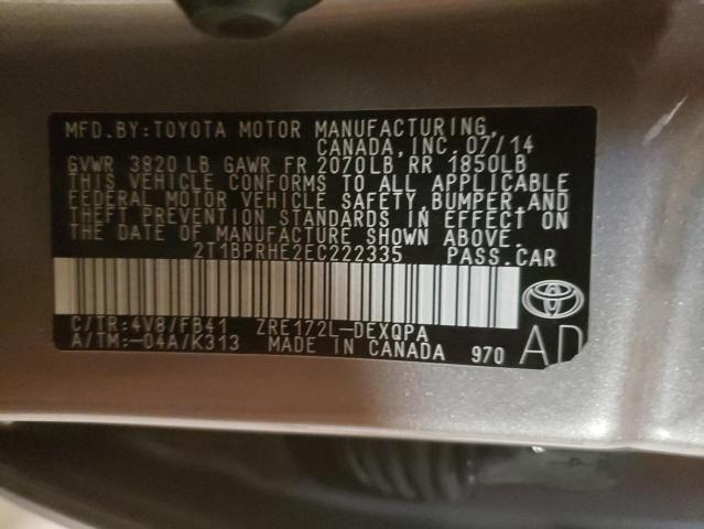 Photo 10 from auction – 2014 TOYOTA COROLLA EC with VIN 2T1BPRHE2EC222335