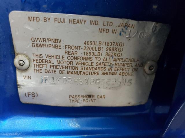 Photo 10 from auction – 2002 SUBARU IMPREZA WR with VIN JF1GD296X2G523645
