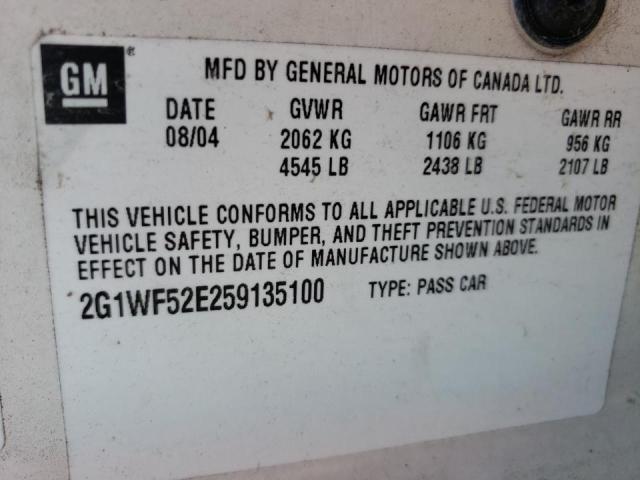 Photo 10 from auction – 2005 CHEVROLET IMPALA with VIN 2G1WF52E259135100