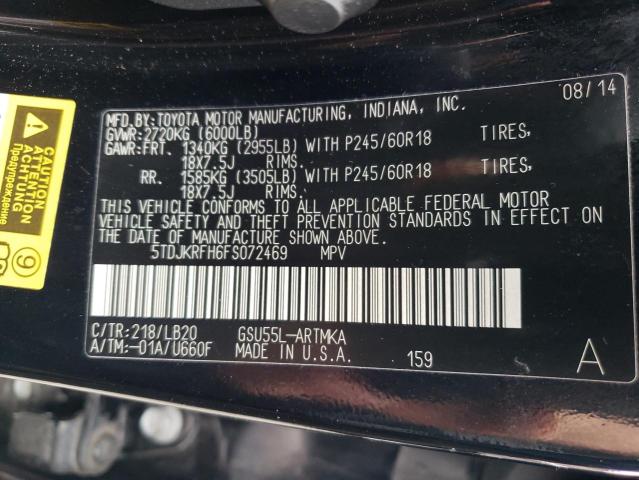 Photo 10 from auction – 2015 TOYOTA HIGHLANDER with VIN 5TDJKRFH6FS072469