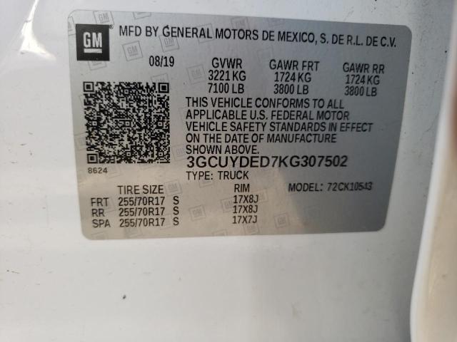 Photo 10 from auction – 2019 CHEVROLET SILVERADO with VIN 3GCUYDED7KG307502