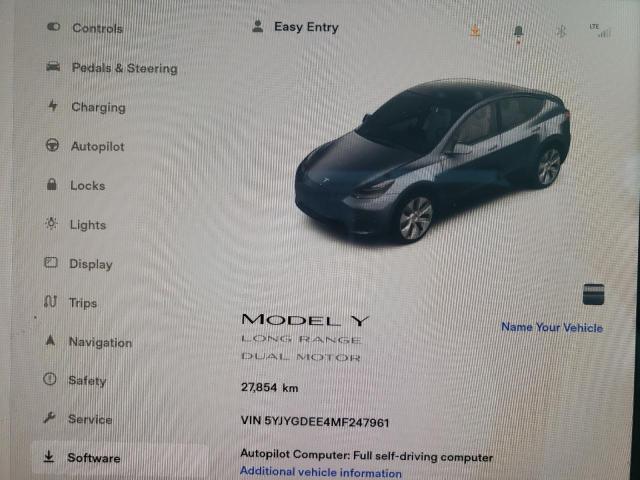 Photo 8 from auction – 2021 TESLA MODEL Y with VIN 5YJYGDEE4MF247961