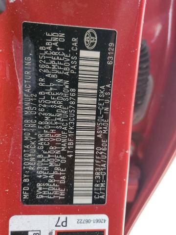 Photo 10 from auction – 2012 TOYOTA CAMRY BASE with VIN 4T1BF1FK3CU578768
