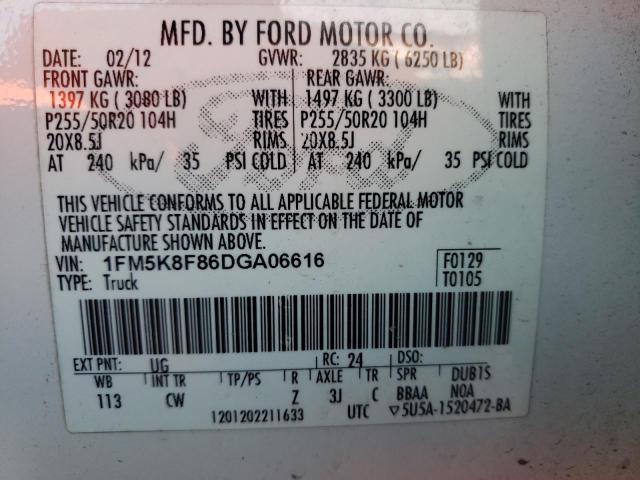 Photo 10 from auction – 2013 FORD EXPLORER L with VIN 1FM5K8F86DGA06616