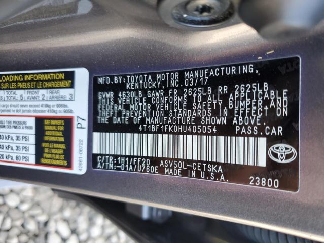 Photo 10 from auction – 2017 TOYOTA CAMRY LE with VIN 4T1BF1FK0HU405054