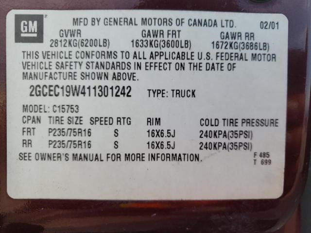 Photo 10 from auction – 2001 CHEVROLET C1500 SILV with VIN 2GCEC19W411301242