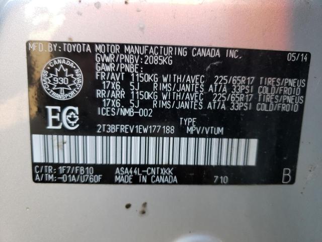 Photo 10 from auction – 2014 TOYOTA RAV4 LE with VIN 2T3BFREV1EW177188