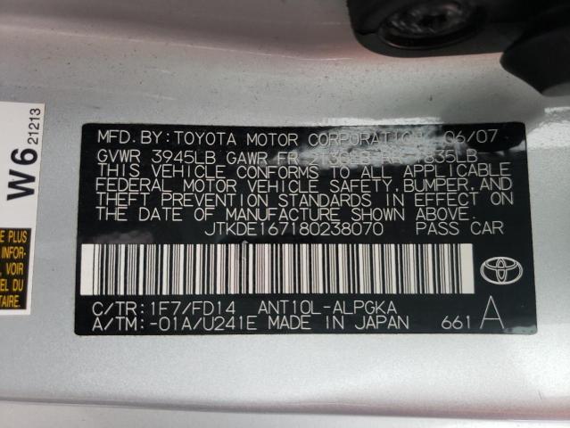 Photo 10 from auction – 2008 TOYOTA SCION with VIN JTKDE167180238070